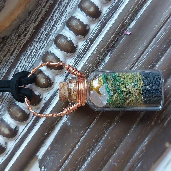 Crystal Terrarium Necklace, Rose Quartz, Handcrafted by Rust Belt Raised - Picture 6 of 8